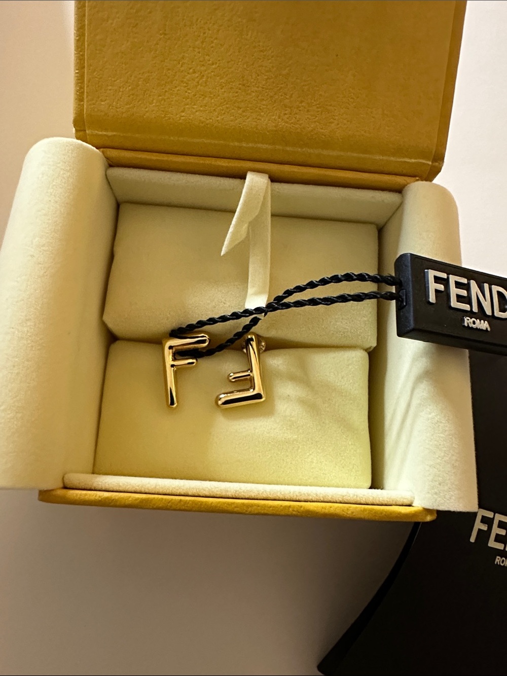 Fendi Gold 'FF' Logo Earrings